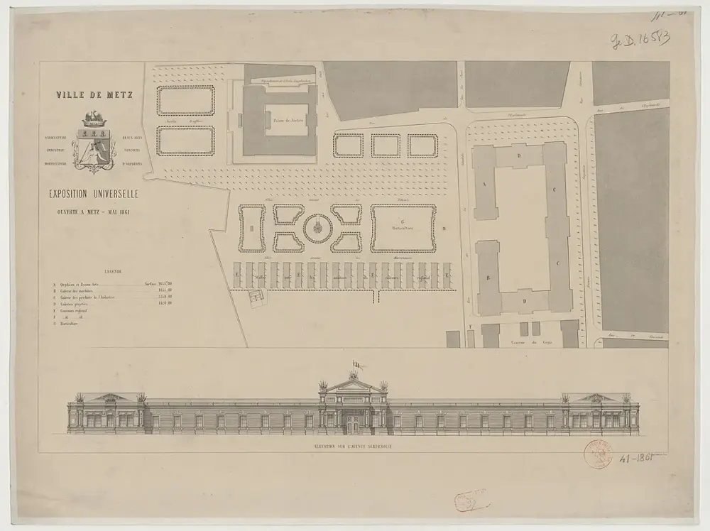 Agriculture, Industrie, Horticulture. Beaux-Arts, Concours d'Orphéons. Exposition universelle ouverte à Metz, mai 1861 - Ville de Metz - btv1b84943158