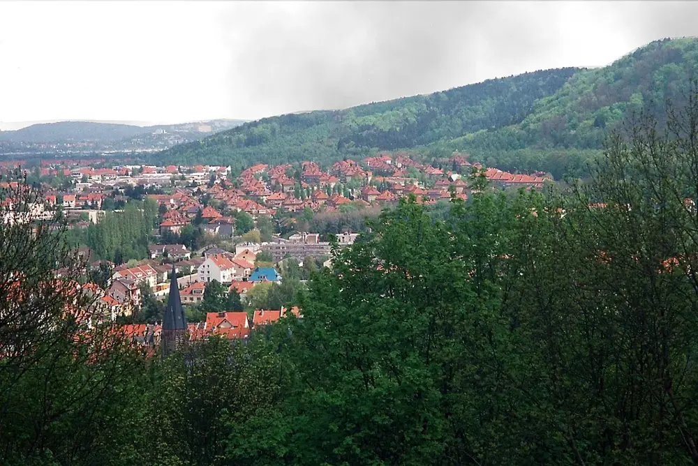 Forbach, view from the castle mountain to the city