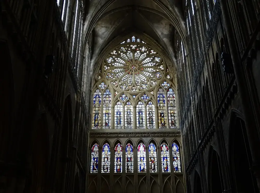 Nave with Stained Glass - Saint-Stephen Cathedral - Metz - Grand Est - France
